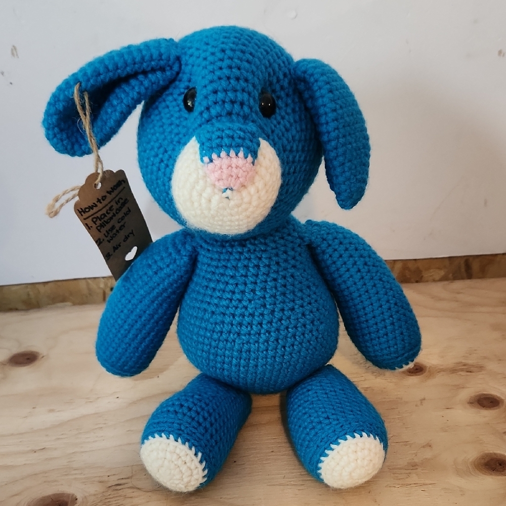 Handmade Blue Crochet Bunny Toy NWT